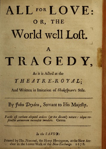 John Dryden: All for love, or, The world well lost (1678)