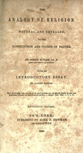 Joseph Butler: The analogy of religion (1843, M. H. Newman)