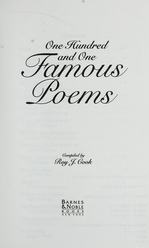 Roy Jay Cook: One Hundred and One Famous Poems (Paperback, 1993, Barnes & Noble)