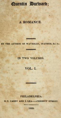 Walter Scott: Quentin Durward (1823, Carey and Lea)