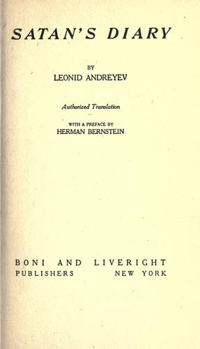 Leonid Andreyev: Satan's diary. (1920, Boni and Liveright)