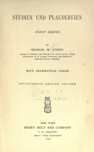 Sigmon Martin Stern: Studien und plaudereien. (1895, H. Holt and Company [etc.], C. Schoenhof)