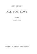John Dryden: All for love. (1972, University of Nebraska Press)