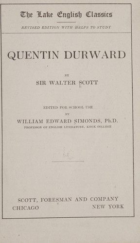 Walter Scott: Quentin Durward (1919, Scott, Foresman)