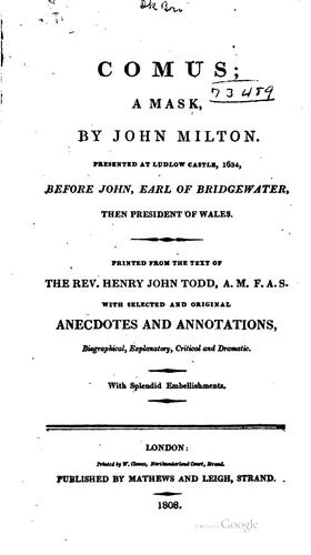 John Milton: Comus (1808, Mathews and Leigh)