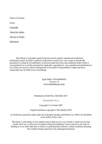 Jo Nesbø: The snowman (2010, Random House Canada)