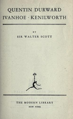 Walter Scott: Quentin Durward (Modern Library)