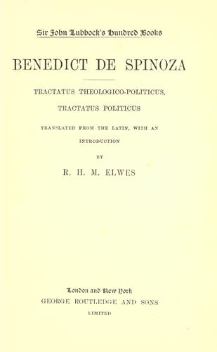 Benedictus de Spinoza: Tractatus theologico-politicus (1862, Trübner)