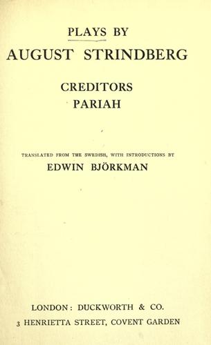 August Strindberg: Plays by August Strindberg (1913, Duckworth)