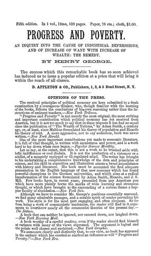 Henry George: Progress and poverty (1879, Appleton)