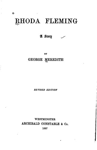 George Meredith: Rhoda Fleming (1897, A. Constable & co.)