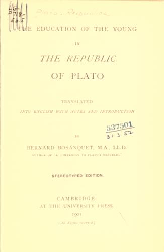 The education of the young in the Republic of Plato. (1901, University Press)