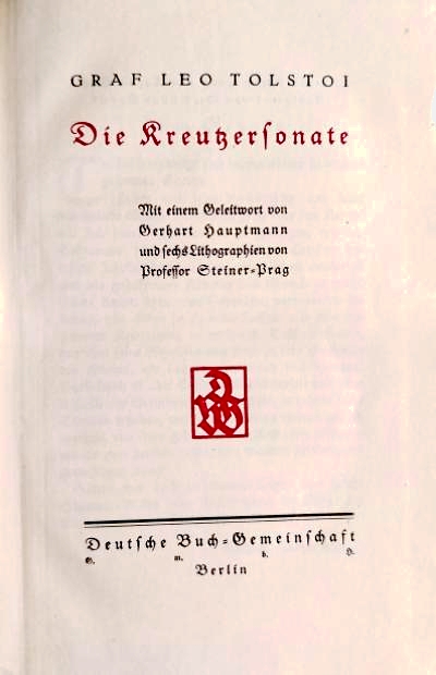 Leo Tolstoy: Die Kreutzersonate (Hardcover, German language, Deutsche Buch-Gemeinschaft)