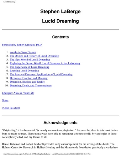 Stephen LaBerge: Lucid dreaming (2009, Sounds True)