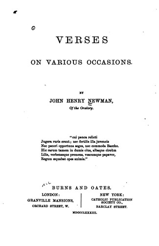 John Henry Newman: Verses on Various Occasions (1883)