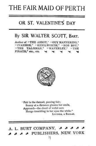 Walter Scott: The fair maid of Perth (1890, A.L. Burt)