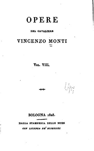 Homer, Vincenzo Monti , Francesco Cassi: Opere (Italian language, 1827, Stamperia delle muse)