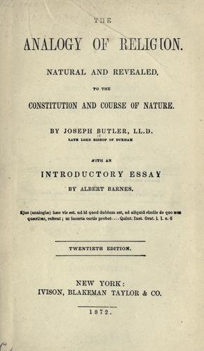Joseph Butler: The analogy of religion. (1875, Ivison, Blakeman, Taylor & Co.)