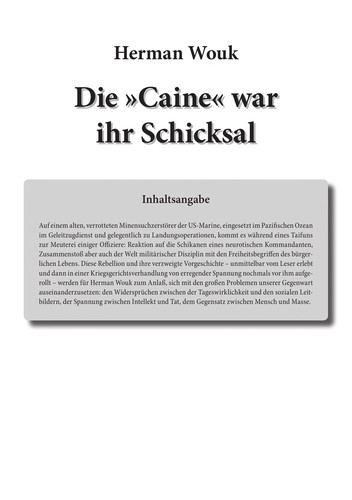 Herman Wouk: Die "Caine" war ihr Schicksal (German language, 1975, Ullstein Bu cher)