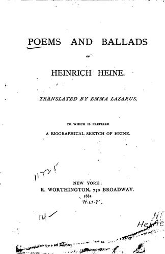 Heinrich Heine: Poems and ballads of Heinrich Heine. (1881, R. Worthington)