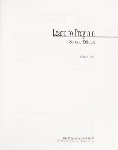 Chris Pine: Learn to Program (Pragmatic Programmers) (2009, The Pragmatic Bookshelf)