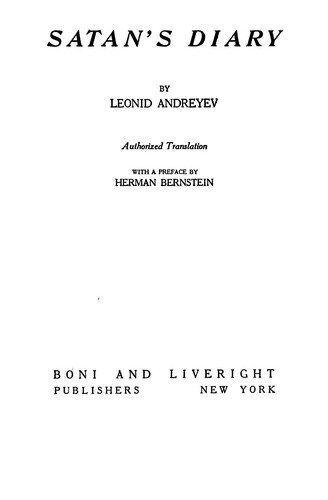 Leonid Andreyev: Satan's diary (1920, Boni and Liveright)