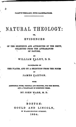 William Paley: Natural theology (1854, Gould and Lincoln)