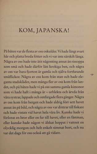 Julie Otsuka: Vi kom över havet (2012, Albert Bonniers Förlag)