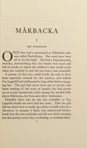 Selma Lagerlöf: Mårbacka. (1974, Gale Research Co.)