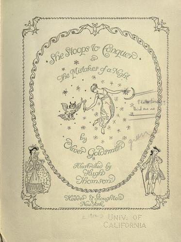 Oliver Goldsmith: She stoops to conquer (1912, Hodder & Stoughton)