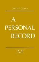 Joseph Conrad: A personal record (1988, Marlboro Press)