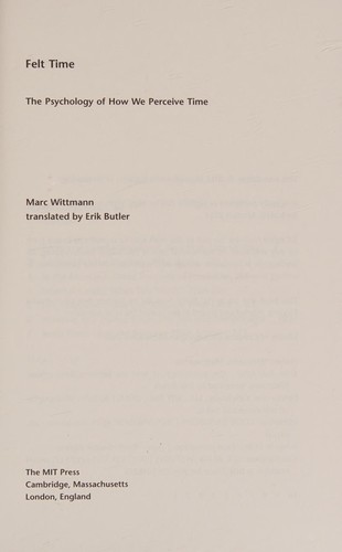 Erik Butler, Marc Wittmann: Felt Time (2016, MIT Press)