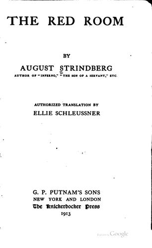 August Strindberg: The red room (1913, G.P. Putnam's Sons)