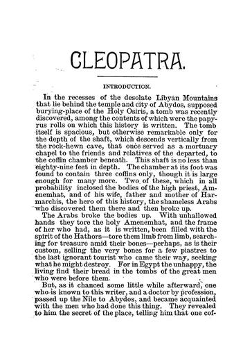 Henry Rider Haggard: Cleopatra (1900, W.B. Conkey)