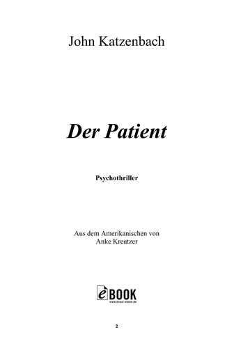 John Katzenbach: Der Patient (German language, 2006, Knaur Taschenbuch Verlag)