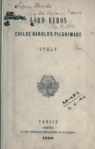 Lord Byron: Childe Harold's pilgrimage (1860, Printed at the Armenian Monastery of S. Lazarus)
