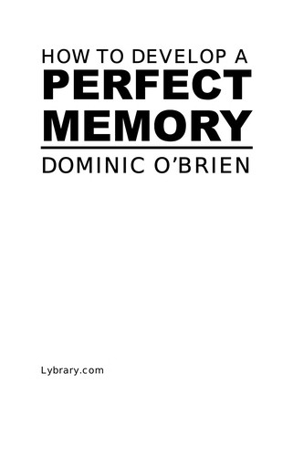 Dominic O'Brien: How to Develop a Perfect Memory (Hardcover, 1994, Trafalgar Square)