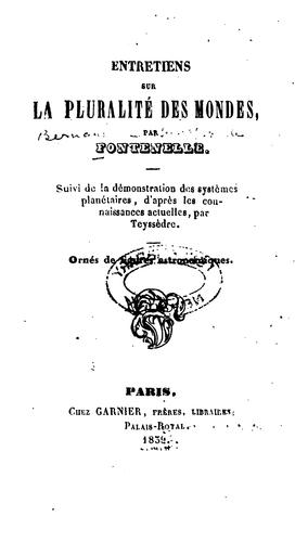 Fontenelle M. de: Entretiens sur la pluralité des mondes (French language, 1966, M. Didier)