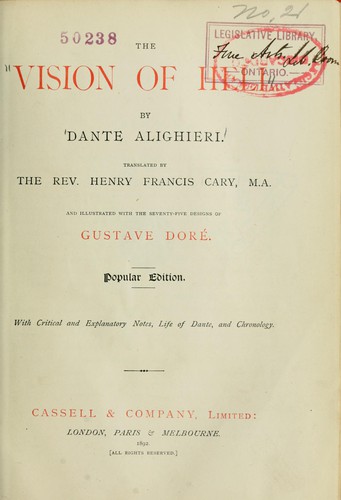 Dante Alighieri: The Vision of hell (1892, Cassell)