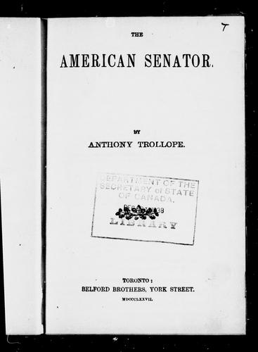 Anthony Trollope: The American senator (1982, Belford)