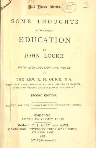 John Locke: Some thoughts concerning education. (1889, University Press)
