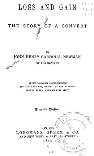 John Henry Newman: Loss and gain (1893, Longmans, Green)