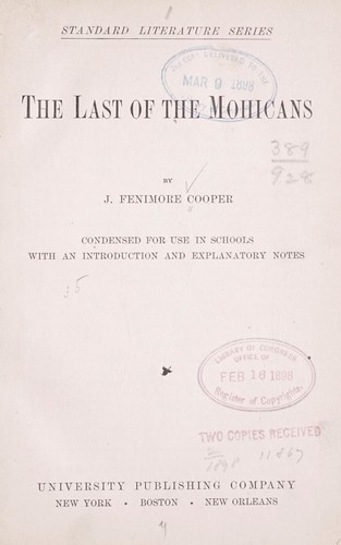 James Fenimore Cooper, James Fenimore Cooper: The last of the Mohicans. (1898, University publishing company)