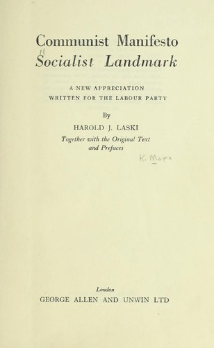 Karl Marx: Communist Manifesto, socialist landmark (1954)