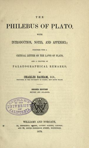 Platone: The philebus of Plato (1878, Williams and Norgate)
