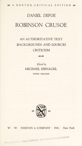 Daniel Defoe: Robinson Crusoe (1975, Norton)