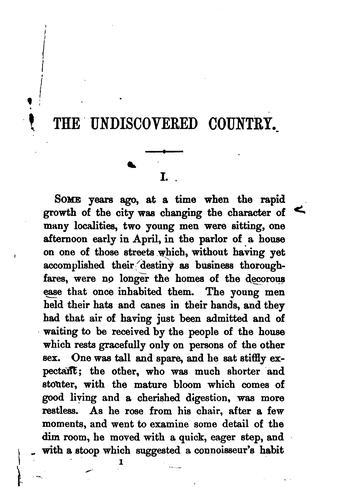 William Dean Howells: The undiscovered country. (1880, Houghton, Mifflin and company)