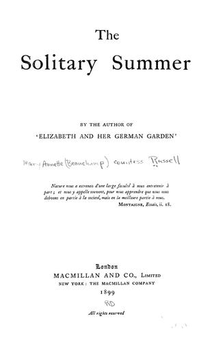 Elizabeth: The solitary summer (1899, Macmillan)