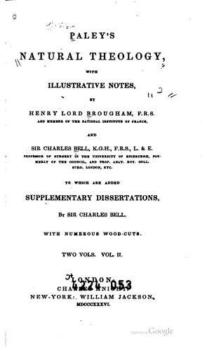 William Paley: Paley's Natural theology (1836, C. Knight)