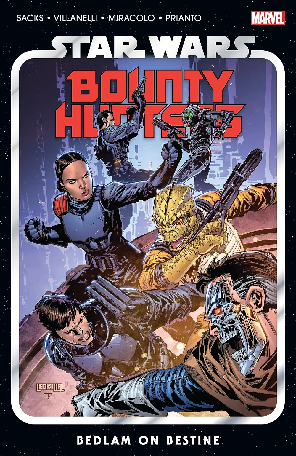 Giuseppe Camuncoli, Ethan Sacks, Paolo Villanelli, Alessandro Miracolo: Star Wars: Bounty Hunters Vol. 6 - Bedlam on Bestine (GraphicNovel, 2023, Marvel Comics)